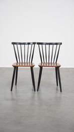 2 x Jaren ’60 vintage Scandinavisch design eetkamerstoel, Ophalen, Gebruikt, Twee, Zwart