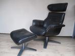 bijzonder fraaie relax fauteuil zwart + hocker (Time Out), Huis en Inrichting, Fauteuils, 75 tot 100 cm, Zo goed als nieuw, 50 tot 75 cm