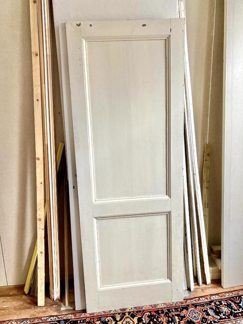 Drie oude paneeldeuren met en zonder glas, Doe-het-zelf en Verbouw, Deuren en Horren, Gebruikt, Binnendeur, 200 tot 215 cm, Minder dan 80 cm