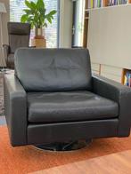BUITENKANS. COR Conseta leer draaifauteuil heel donkerbruin, Huis en Inrichting, Fauteuils, Ophalen, Gebruikt, 75 tot 100 cm, Metaal