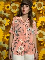 Vintage blouse - bloemenprint / print - zalm - 40/L/large, Oranje, Gedragen, Maat 38/40 (M), Vintage