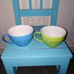 Cappuccino kopjes groen en blauw, Ophalen, Zo goed als nieuw, Overige stijlen, Kop(pen) en/of Schotel(s)