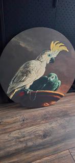 Grijze roodstaart met kaketoe op canvas, Ophalen of Verzenden