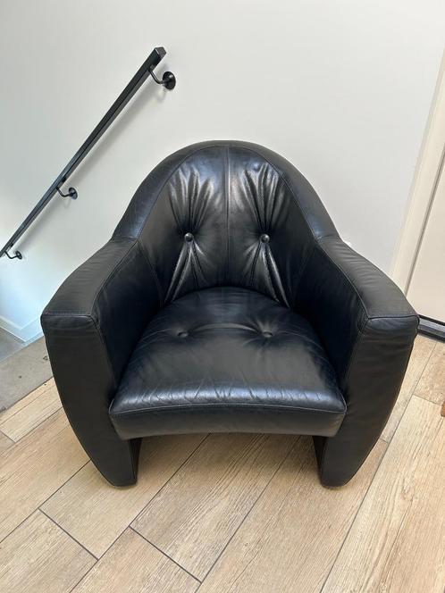 Leolux Carabas Fauteuil zwart leer, Huis en Inrichting, Fauteuils, Zo goed als nieuw, Leer, 75 tot 100 cm, 75 tot 100 cm, Ophalen