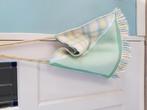 Retro tas deken wol vintage kussen pastel groen blauw geel, Ophalen of Verzenden, Huis en Inrichting
