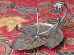 Antieke Engelse silverplate flessenhouder als een blad 18 cm, Ophalen of Verzenden