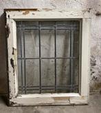 Brocante oud raam met glas in lood 58,5 x 50,5 cm, Antiek en Kunst, Ophalen