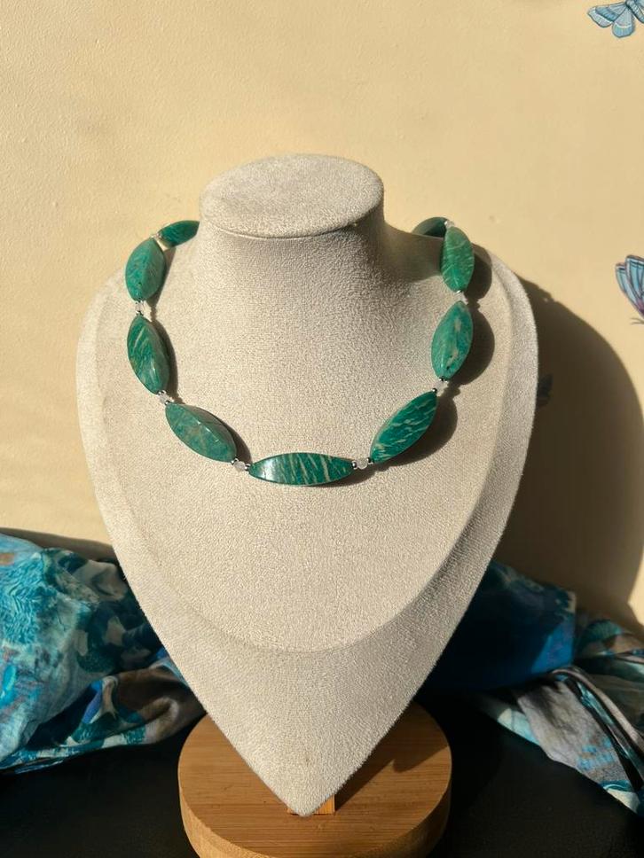 Amazoniet beschermt aura straling zuivert uniek topkwaliteit, Sieraden, Tassen en Uiterlijk, Kettingen, Zo goed als nieuw, Steen of Mineraal