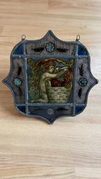 Glas-in-lood raampjes met putti, gebrandschilderd ca. 1900, Antiek en Kunst, Ophalen of Verzenden