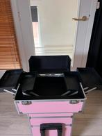 Nagelkoffer op wieltjes - zo goed als nieuw!, Sieraden, Tassen en Uiterlijk, Beautycases, Ophalen, Zo goed als nieuw, Roze, Met slot