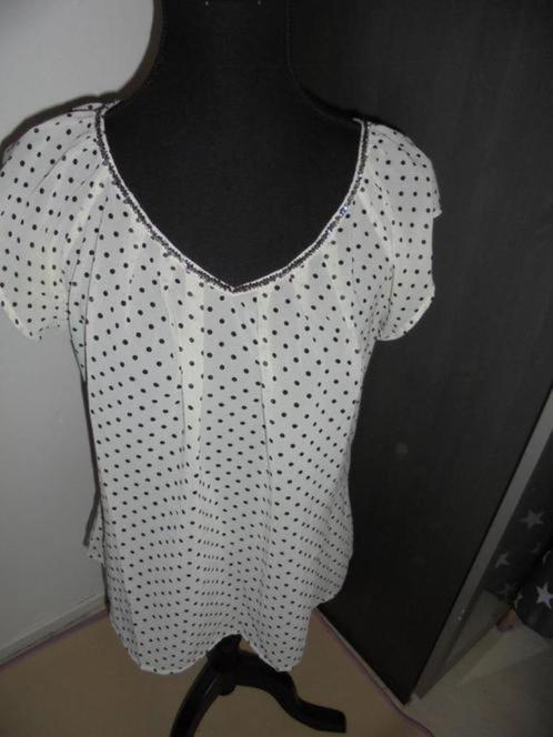 Wit tuniekje met zwarte bolletjes ONLY maat 38, Kleding | Dames, Blouses en Tunieken, Zo goed als nieuw, Maat 38/40 (M), Wit, Ophalen of Verzenden