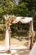 Backdrop/trouwboog van hout/boomstammen, Ophalen, Versiering, Geboorte of Huwelijk