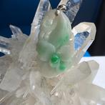 Natuurlijk jade jadeiet hanger( FEI CUI) in bloemenmotief, Verzenden, Nieuw, Groen, Overige materialen