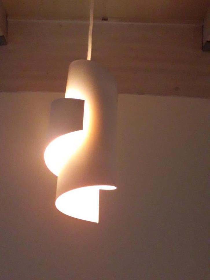 Zeldzame Deense hanglampen (2 stuks) uit 1960, Huis en Inrichting, Lampen | Hanglampen, Gebruikt, Minder dan 50 cm, Kunststof