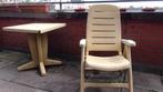 Tuin- / balkon- stoel en tafel, Tuin en Terras, Tuinstoelen, Ophalen, Gebruikt, Kunststof, Verstelbaar