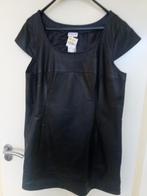Zwarte nappa leren jurk maat 46 met korte mouwen. Ronde hals, Nieuw, Ophalen of Verzenden, Maat 46/48 (XL) of groter, Boven de knie