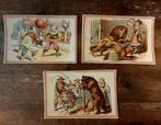 3 stuks antieke kaarten met afbeelding circus 1900 ,clown, Ophalen of Verzenden