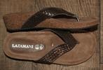 LAZAMANI ! Gouden Leren slippers mt 40., Slippers, Zo goed als nieuw, Lazamani, Verzenden