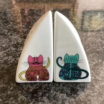 Peper en zoutstel, porselein, kat, poes, kitten, Portugal? beschikbaar voor biedingen