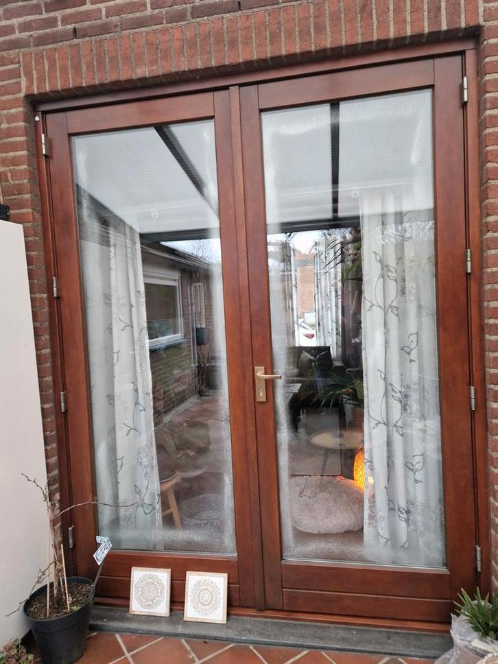 Openslaande terrasdeuren - Hout, Doe-het-zelf en Verbouw, Kozijnen en Schuifpuien, Zo goed als nieuw, Overige typen, Hout, 225 cm of meer