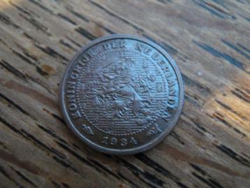 Bronzen 1/2 Cent uit 1934 van koningin Wilhelmina #478 beschikbaar voor biedingen