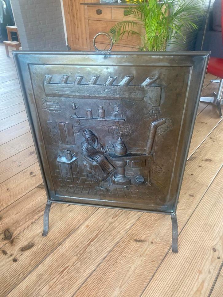 Antiek Koperen Haardscherm - Eind 1800, Huis en Inrichting, Kachels, Gebruikt, Vrijstaand, Overige soorten, Overige brandstoffen