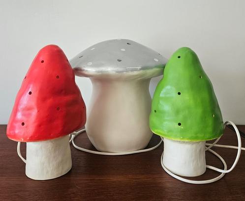 Vintage zilveren / grijze heico paddestoel lamp, Huis en Inrichting, Lampen | Tafellampen, Gebruikt, Minder dan 50 cm, Ophalen of Verzenden