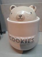Beige pot voor koekjes, cookies met deksel als berenkop, Ophalen of Verzenden, Zo goed als nieuw