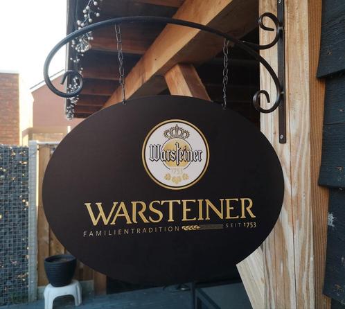 Dubbelzijdig WARSTEINER UITHANGBORD
(2 uitvoeringen), Verzamelen, Biermerken, Nieuw, Reclamebord, Plaat of Schild, Overige merken