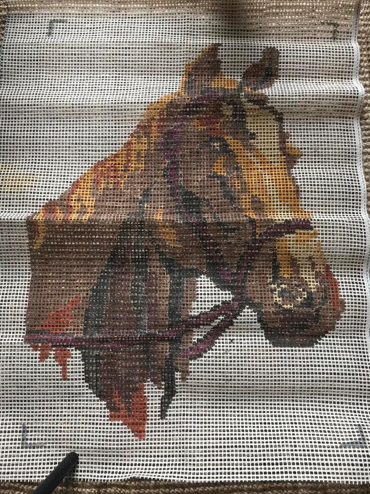 Smyrna / Soedan voorbedrukt stramien wandkleed paard, Hobby en Vrije tijd, Borduren en Borduurmachines, Zo goed als nieuw, Overige typen
