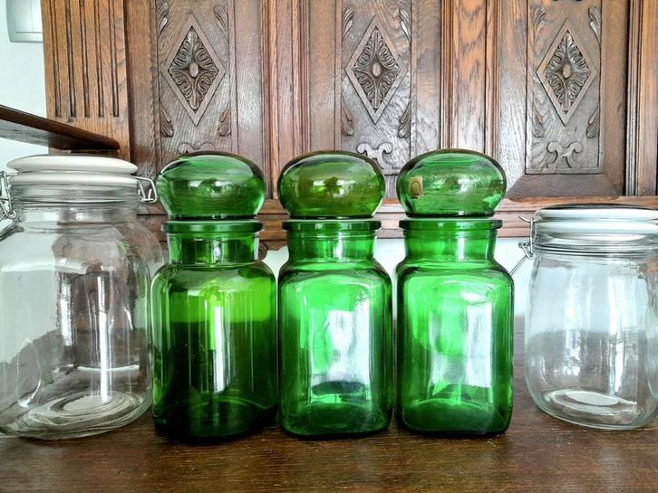 10 ruime glazen hermetisch afsluitbare voorraadpotten, Huis en Inrichting, Woonaccessoires | Schalen en Manden, Zo goed als nieuw
