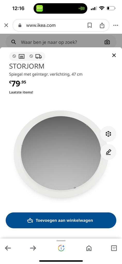 Storjorm spiegel met geïntegreerde verlichting 47 cm IKEA, Huis en Inrichting, Badkamer | Badkamermeubels, Nieuw, Overige typen