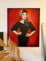 Prachtige dame, olieverf schilderij 120X100 cm, Ophalen