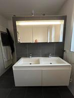Gebruikt badkamermeubel met dubbele spoelbak en spiegelkast, Ophalen, 100 tot 150 cm, Minder dan 100 cm, 25 tot 50 cm