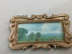 Schilderij gouden lijst met landschap 5 X 3,5 cm / 1:12, Ophalen of Verzenden, Zo goed als nieuw, Decoratie