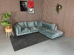 GRATIS LEVERING Velvet Hoekbank Blauw 245x225 REFURBISHED, Huis en Inrichting, Ophalen of Verzenden, Zo goed als nieuw, 150 cm of meer