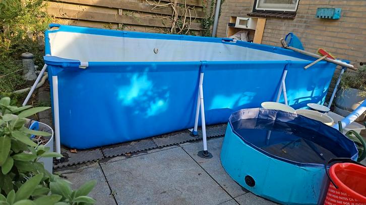 Zwembad met toebehoren, Tuin en Terras, Zwembaden, Gebruikt, Opzetzwembad, 80 tot 120 cm, 200 tot 400 cm, 200 tot 300 cm, Rechthoekig