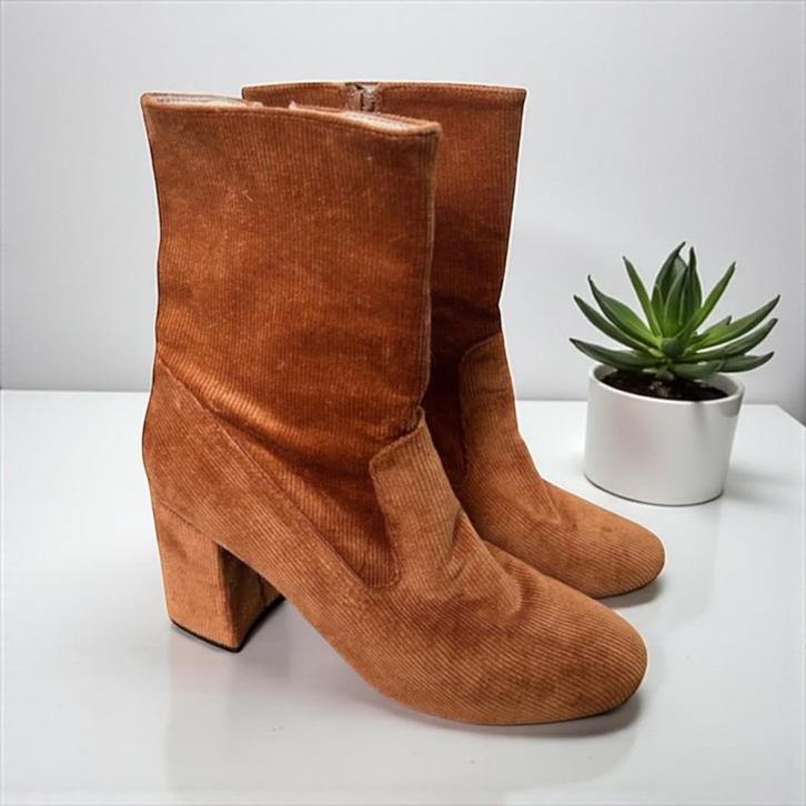 Sacha Laarzen Maat 41 Bruin Corduroy Hakken Ribstof, Kleding | Dames, Schoenen, Zo goed als nieuw, Lage of Enkellaarzen, Bruin