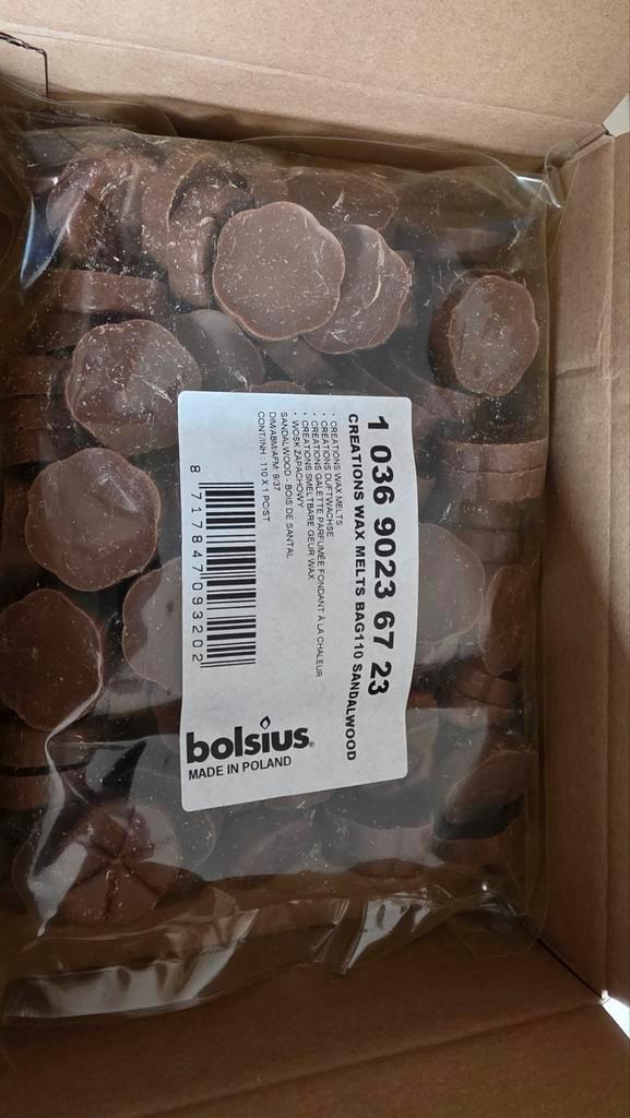 Waxmelts Bolsius Zak 110 stuks Sandalwood, Huis en Inrichting, Woonaccessoires | Kandelaars en Kaarsen, Nieuw, Minder dan 25 cm