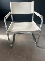 Vintage buisframe stoel wit tuigleer, Bauhausstijl, Gebruikt, Leer, Wit, Eén