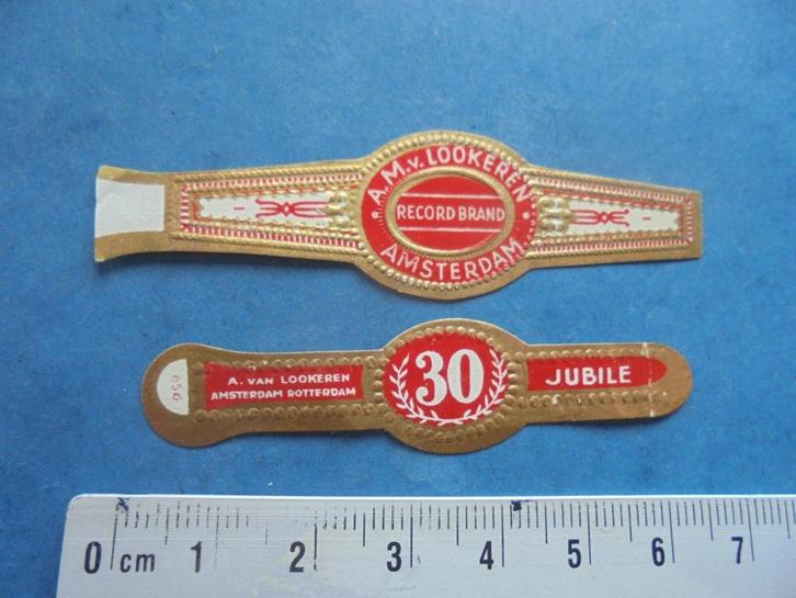2 oude sigarenbanden A. van Lookeren Amsterdam / Rotterdam, Verzamelen, Rookartikelen, Aanstekers en Luciferdoosjes, Zo goed als nieuw