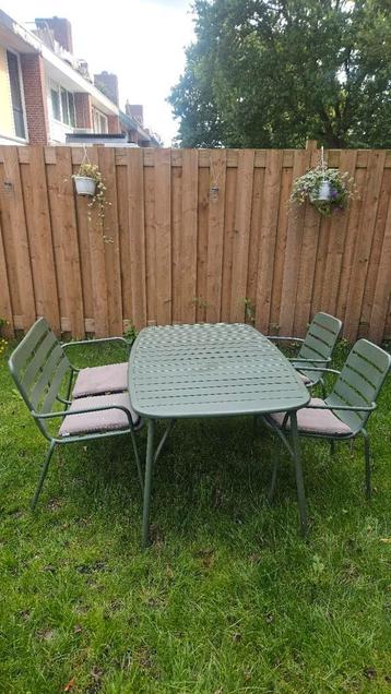 Groene Aluminium Tuinset - Tafel & 2Stoelen en bank beschikbaar voor biedingen