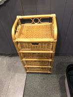 Mooi prima VINTAGE rotan/bamboe hoge ladekast 4 lades, Huis en Inrichting, Ophalen, Minder dan 50 cm, Zo goed als nieuw, Minder dan 100 cm