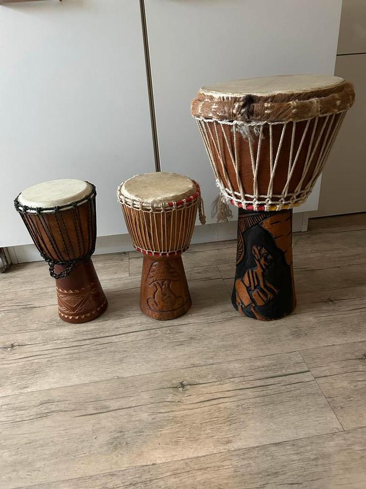 Djembe Set - 3 stuks, Muziek en Instrumenten, Drumstellen en Slagwerk, Gebruikt, Overige merken, Ophalen