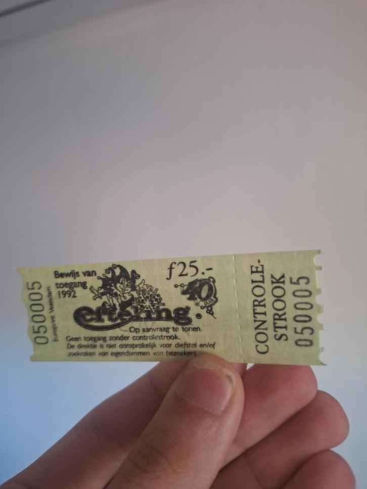 Oud entree ticket van de efteling 1992, Verzamelen, Efteling, Gebruikt, Overige typen, Ophalen of Verzenden