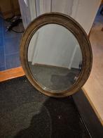 Vintage Ronde Spiegel - Houten Lijst Jaren 50, Huis en Inrichting, Woonaccessoires | Spiegels, Minder dan 50 cm, Gebruikt, Rond