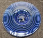 Blauwe ronde glazen schaal van 43 cm doorsnee, Ophalen, Schaal, Rond, Glas