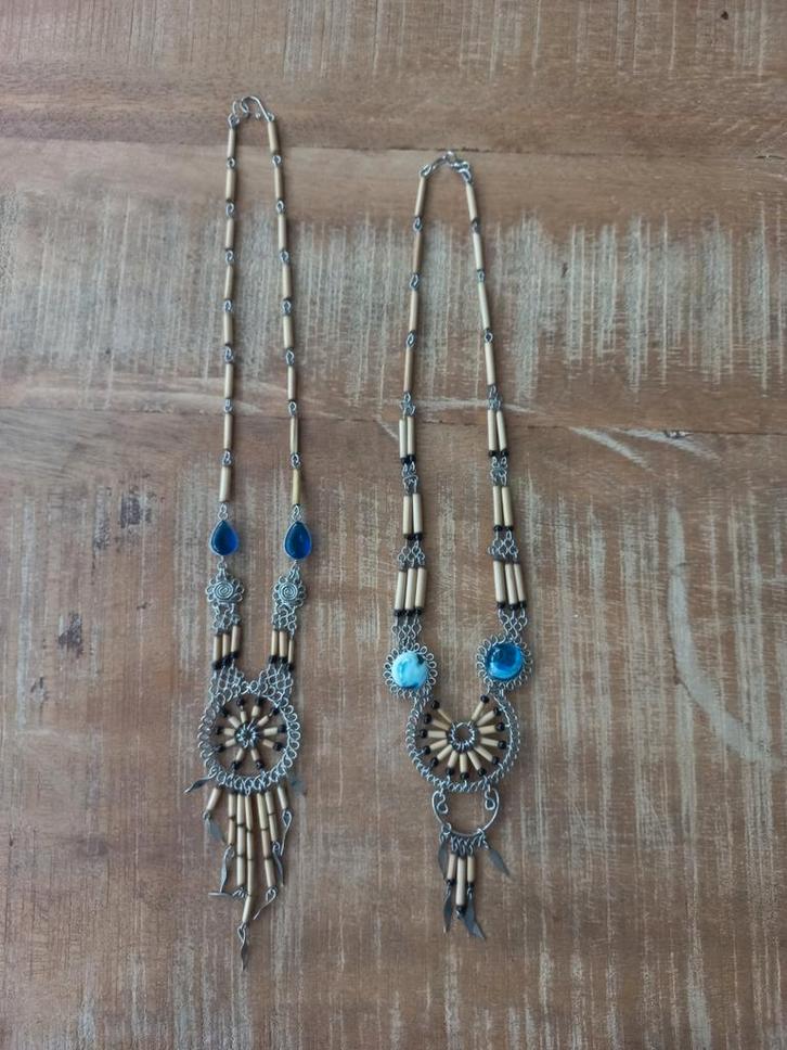 Handgemaakte Zuid-Amerikaanse Ketting - Alpaca Zilver, Sieraden, Tassen en Uiterlijk, Kettingen, Nieuw, Overige materialen, Blauw