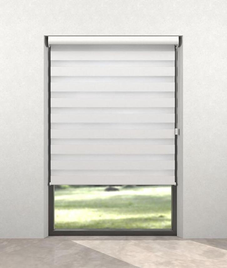 ELEKTRISCHE SMARTBLINDS DUO ROLGORDIJN, Huis en Inrichting, Stoffering | Gordijnen en Lamellen, Zo goed als nieuw, Wit, Ophalen