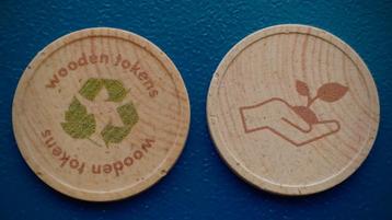 Wooden Tokens - 2 Consumptiemunten van hout   beschikbaar voor biedingen